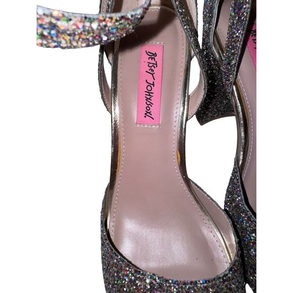 Betsey Johnson Womens Glissten Ankle Strap Glitter 4” Heel Sandals, Size 8.5 - Picture 7 of 11